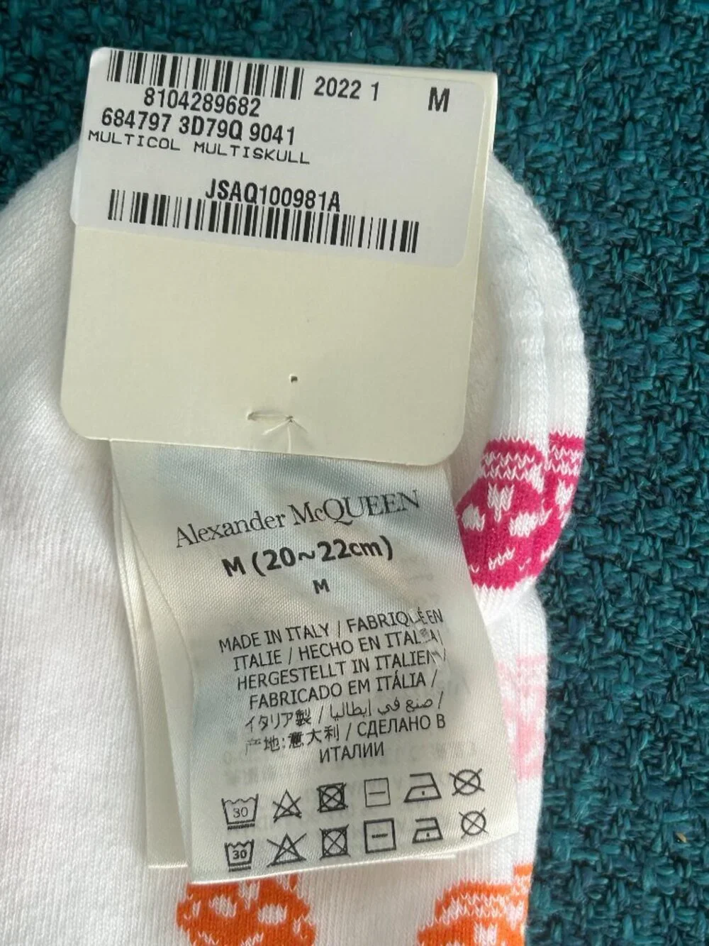 ALEXANDER MCQUEEN Colorful Skull Sock Cotton Blend Socks NWT